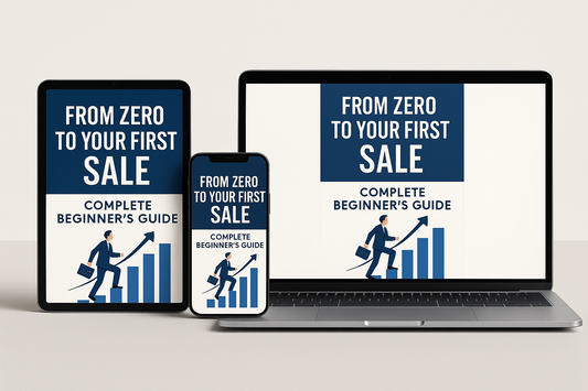 Professional ebook mockup for From Zero to Your First Sale guide