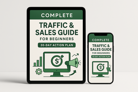 Professional ebook mockup for Traffic & Sales Guide